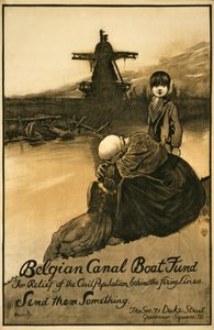 Belçika Kanal Tekne Fonu için bağış toplama kampanyası, pub. 1914-18 (renkli taş) by John Hassall