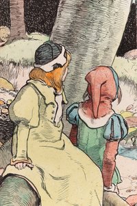 The Babes in the Wood, 1900 civarı (kağıt üzerine suluboya, kalem ve mürekkep) (244428 detayı) by John Hassall