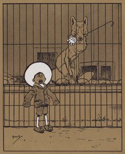 "Ellerini parmaklıklara sokan ziyaretçilerin onları geri aldıklarını görmeleri tavsiye edilir" (renkli taş) by John Hassall