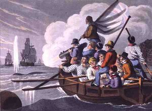 Matthew Dubourg (fl.1785-1820) tarafından oyulmuş, Edward Orme tarafından yayınlanan Zıpkın Bir Balinaya Vurmak