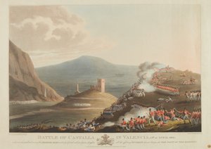 Valensiya'daki Castalla Savaşı, 13 Nisan 1813, Dubourg tarafından oyulmuş, 1814 (renkli aquatint)