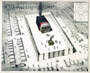 Wilderness'taki Tabernacle ve kampın planı, 1850'de yayınlandı (renkli taş) by John Henry Camp