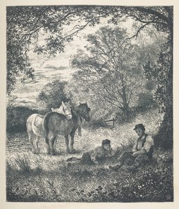 Levha 11. Adam, oğlan ve shire atları.  Doğa Resimleri. J. H. Dell tarafından ahşap üzerine çizilmiş ve R. Paterson tarafından oyulmuş otuz orijinal illüstrasyon serisi.  John Henry Dell by John Henry Dell