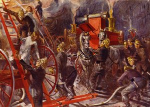 İtfaiye iş başında (renkli taş) by John Henry Frederick (after) Bacon