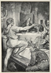 Beowulf, MI Ebbutt, 1910 tarafından yazılan 'İngiliz Irkının Kahraman Mitleri ve Efsaneleri'nden Hunferth'e kibirli bir şekilde yanıt verir.