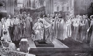 King Edward VII'nin Canterbuty Başpiskoposu tarafından taç giyme töreni, Westminster Abbey, Londra, 1902