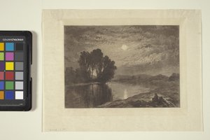 Androscoggin'de Ayışığı (mürekkep, kalem, kurşun kalem)