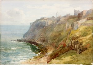 Tynemouth Manastırı (kağıda kurşun kalem ve sulu boya (karta yapıştırılır))