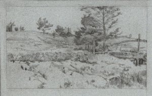Taş Duvarlı Manzara (alanların taslağı) by John Henry Twachtman