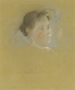 Bir Kafanın Çalışması, c.1888-95 (karton üzerine grafit dokunuşlu pastel) by John Henry Twachtman