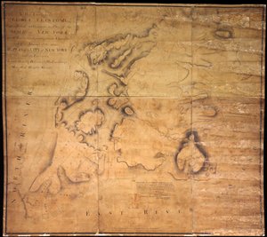 Ekselansları George Clinton, Esq. . . .New York Şehri ve çevresinin bu planı. . ., 1785 (siyah ve renkli mürekkep, siyah kurşun kalem ve kumaşla desteklenmiş kağıt üzerinde renkli yıkama) by John Hills