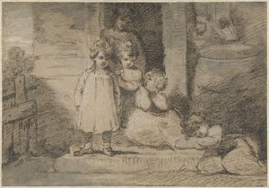 Dört çocuk ve daha büyük bir kız by John Hoppner