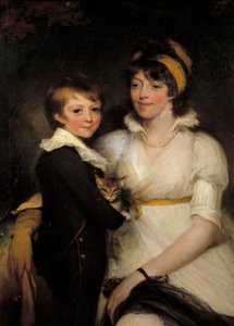 John Hoppner (1758-1810) tarafından bir kedi tutan genç kadın ve küçük çocuk by John Hoppner