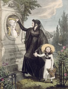Charles Joseph Hullmandel (1789-1850) pub tarafından basılan Pere Lachaise Mezarlığı. 1822 (renkli gravür)