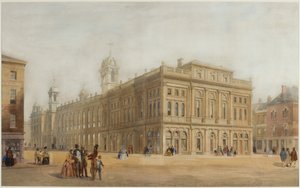 Town Hall, Newcastle upon Tyne (kağıt üzerinde bc, kalem ve wc) by John Johnstone