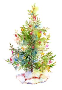 Etekli Noel ağacı, 2016, (suluboya)