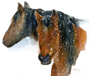 Kışın Atlar, 2015, (suluboya) by John Keeling