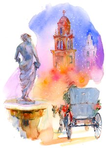 Plaza Tatili, 2016, (suluboya) by John Keeling