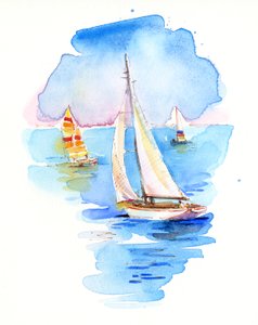 Yelkenliler, 2017, (suluboya)