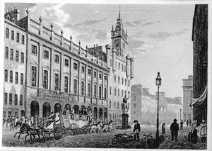 Joseph Swan tarafından kazınmış The Town Hall, Exchange, Glasgow, 1828