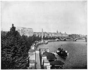 Thames Dolgusu ve Kleopatra İğnesi, Londra, 19. yüzyılın sonlarında. by John L. Stoddard