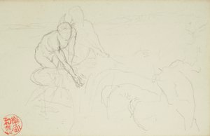 Aşil ve Xanthus, La Farge folyo #849 ve #860'dan 42 çizimden biri by John La Farge