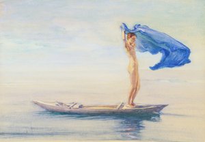 Kano Pruvalı Kız Bir Yelken İçin Peştemalini Açan Kız, Samoa, c.1895-96 (gemide wc ve guaj)