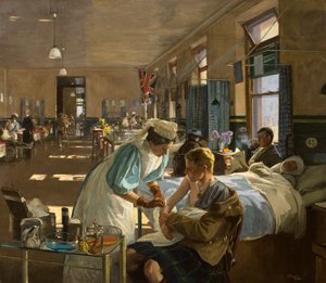 Londra Hastanesinde İlk Yaralı, Ağustos 1914 by John Lavery