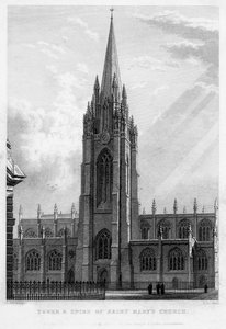 Saint Marys Kilisesi'nin kulesi ve kulesi, Oxford, 1833.