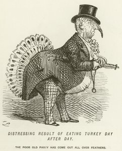 Distressing Result of Eating Turkey Day after Day  by John Leech