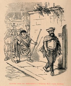 Hannibal, Büyükelçilere Kartaca çevresinde yorucu bir yürüyüşe öncülük ediyor, 1852 by John Leech