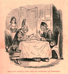 Henry VII, 1897, Canterbury Başpiskoposu ile bir pirzola alırken. by John Leech