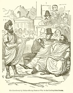 Ekselansları Q. Fabius, Kartaca Senatosuna Barış veya Savaş Sunuyor by John Leech