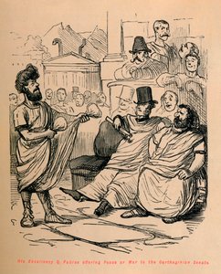 Ekselansları Q Fabius, Kartaca Senatosuna Barış veya Savaş teklif ediyor, 1852 by John Leech