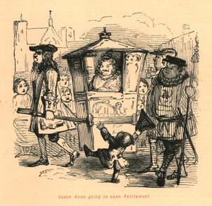 Kraliçe Anne Parlamentoyu açacak, 1897. by John Leech