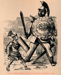 T Manlius ve devasa bir Galyalı arasındaki Müthiş Savaş, 1852 by John Leech
