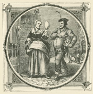 Bir tavuk her gün yumurtlar, ancak bir devekuşu yılda sadece bir kez (gravür) by John Leighton