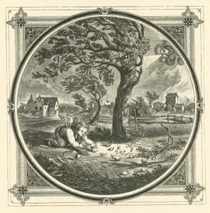 Olgun armut ele hazır olarak düşer (gravür) by John Leighton