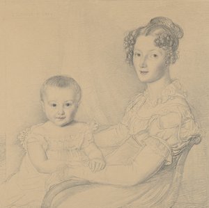 Bir Anne ve Çocuğun Portresi, 1823. by John Linnell