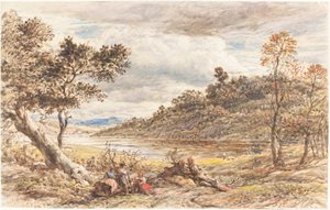 Devrilmiş Bir Ağacın Yanında Dinlenen Yolcular by John Linnell