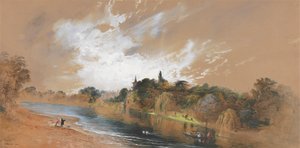 Thames Nehri'nin Kıyıları, Papa'nın Köşkü'nün Karşısı by John Martin