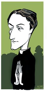 Gerard Manley Hopkins karikatürü, İngiliz şair, Roma Katolik dönmesi ve Cizvit rahibi: 28 Temmuz 1844 - 8 Haziran 1889 by John Minnion