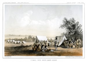 White Mans Horse ile Konsey, 1856. by John Mix Stanley