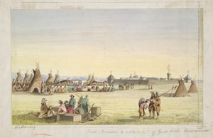 Fort Birliği ve Assiniboinlere Malların Dağıtımı by John Mix Stanley