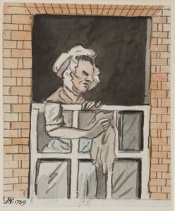 Hizmetçi temizleme penceresi, 1789 (kağıt üzerinde mürekkep ve wc) by John Nixon