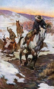 Kovboylar için Kış Çalışması (renkli taş) by John Norval Marchand