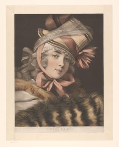 Bir aktrisin portresi, muhtemelen Louise-Rosalie Lefebvre Felicia (nesne üzerindeki başlık) Altı aktris portresi (dizi adı) by John Raphael Smith