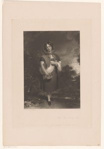 Kukuletalı ve manzarada sepeti olan genç bir kadın. Kırmızı Başlıklı Kız (nesne üzerindeki başlık) by John Richardson Jackson