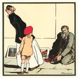 Kensington Rhymes: The Pavement Artist (renkli lito) by John Robert (after) Monsell