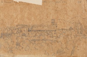 Vietri yakınlarındaki La Cava'da bir Manastır, 22 Eylül by John Robert Cozens